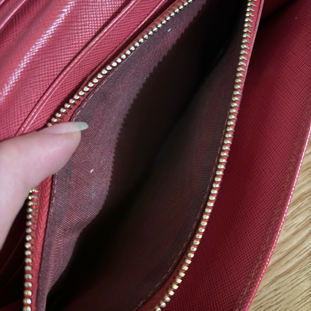 Prada | Saffiano Lux Leather Continental Wallet | Raspberry Red - Picture 6 of 7
